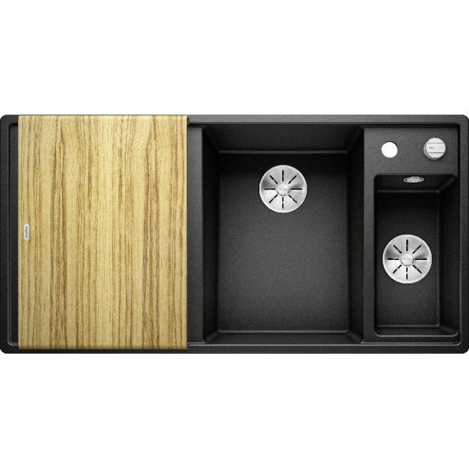 Кухонная мойка BLANCO AXIA III 6 S доска ясень чаша справа черный  525851