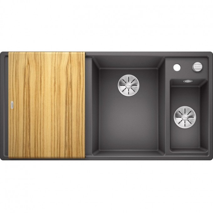 Кухонная мойка BLANCO AXIA III 6 S доска ясень чаша справа, темная скала  523463