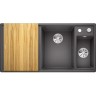 Кухонная мойка BLANCO AXIA III 6 S доска ясень чаша справа, темная скала  523463