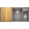 Кухонная мойка BLANCO AXIA III 6 S-F доска ясень чаша справа, алюметаллик  523485