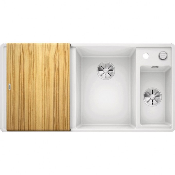 Кухонная мойка BLANCO AXIA III 6 S-F доска ясень чаша справа, белый  523486