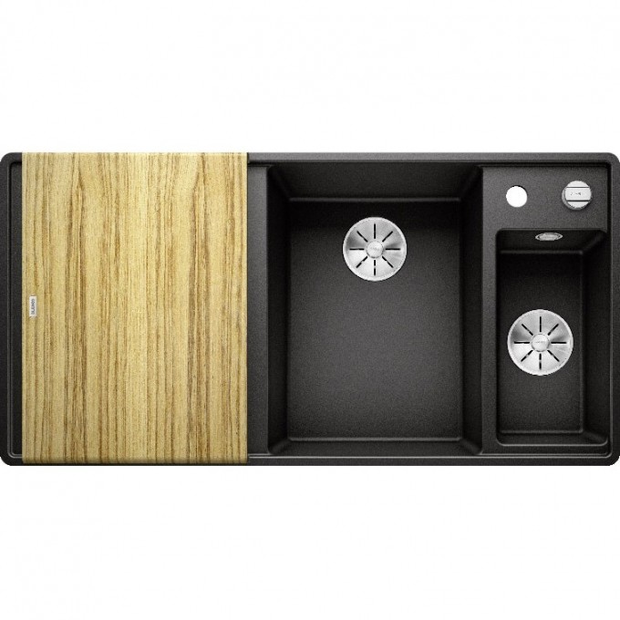 Кухонная мойка BLANCO AXIA III 6 S-F доска ясень чаша справа черный  525855