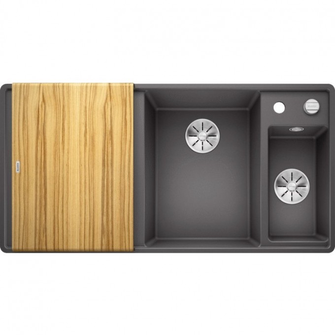Кухонная мойка BLANCO AXIA III 6 S-F доска ясень чаша справа, темная скала  523484
