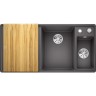 Кухонная мойка BLANCO AXIA III 6 S-F доска ясень чаша справа, темная скала  523484