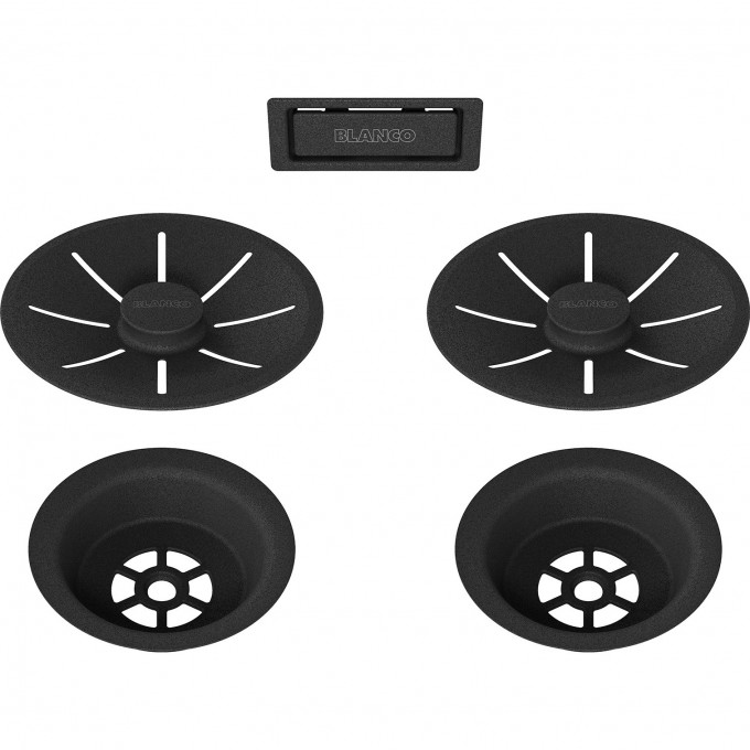 Отводная арматура BLANCO INFINO ® с переливом черный матовый две чаши  12235