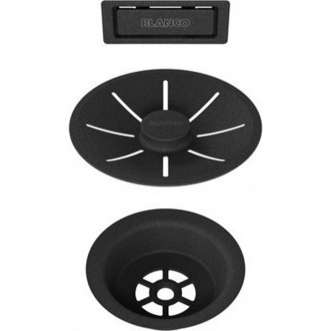 Отводная арматура BLANCO INFINO с переливом (черный матовый, одна чаша) 239975